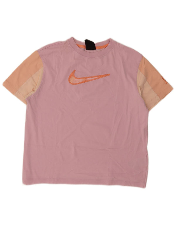 Nike Womens Loose Fit Graphic T-Shirt Top UK 10 Small Pink Colourblock