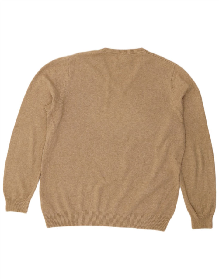 Marks & Spencer - Jersey con cuello en V para hombre, talla grande, algodón beige