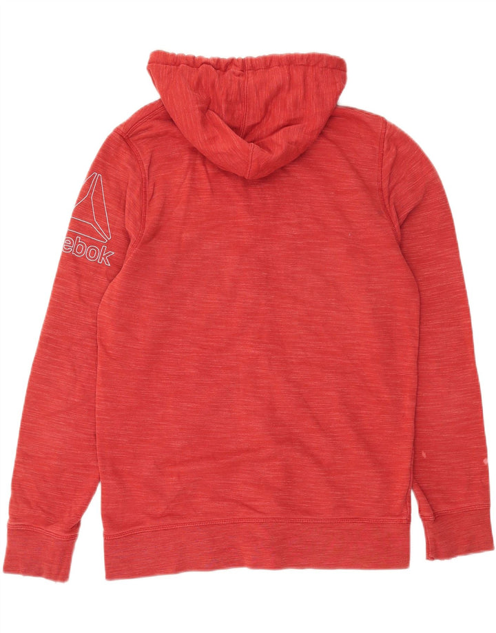 Reebok - Sudadera con capucha y cremallera gráfica para hombre, color rojo medio, algodón