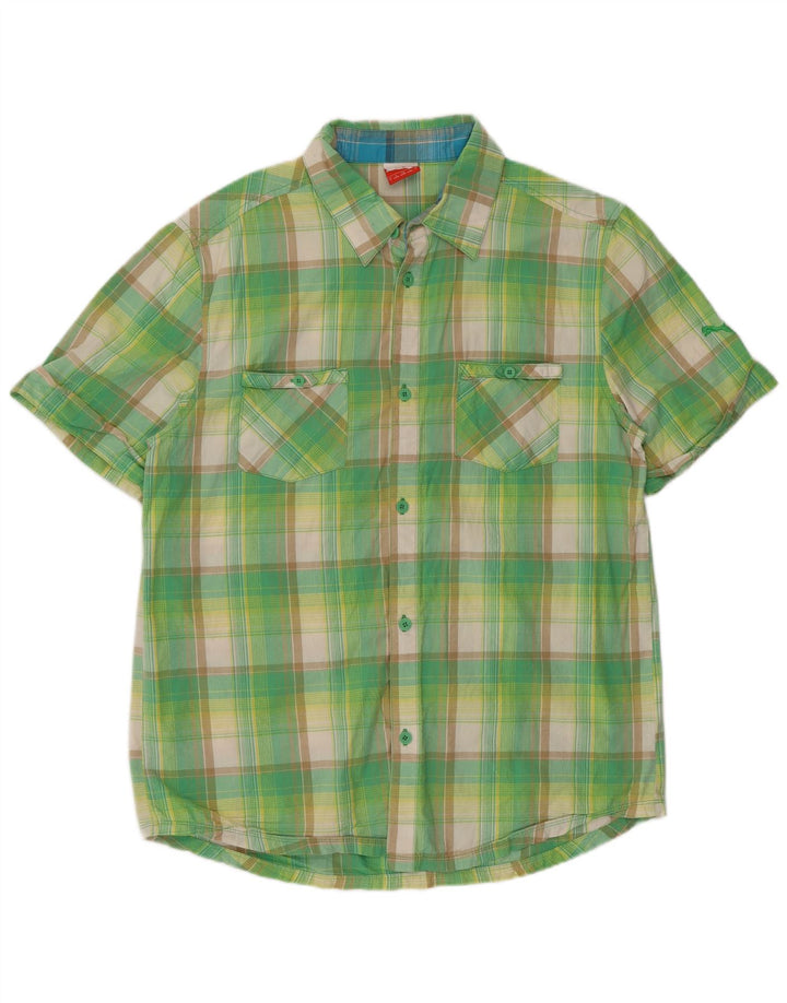 Nike Camisa de manga corta para hombre, algodón a cuadros verdes grandes