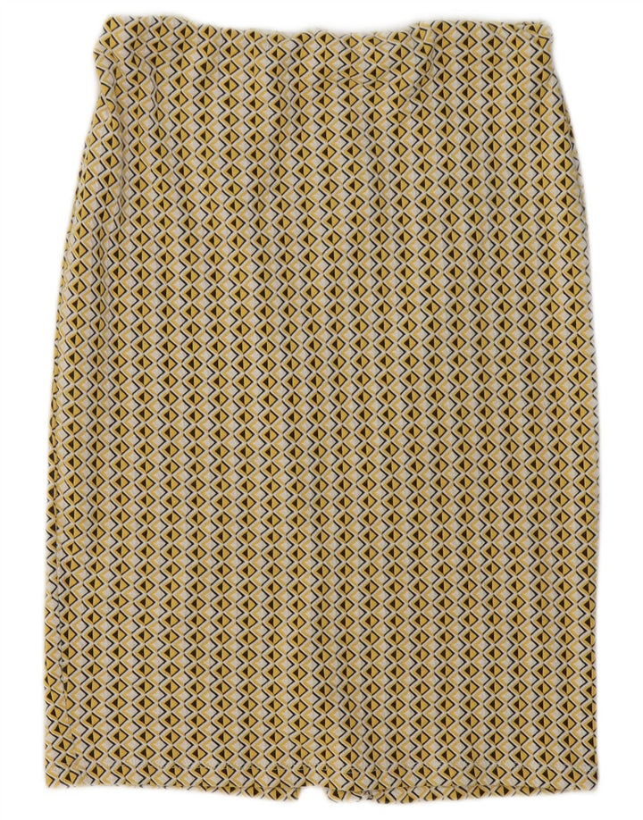 Zara Mujer Falda Lápiz Grande W30 Amarillo Geométrico