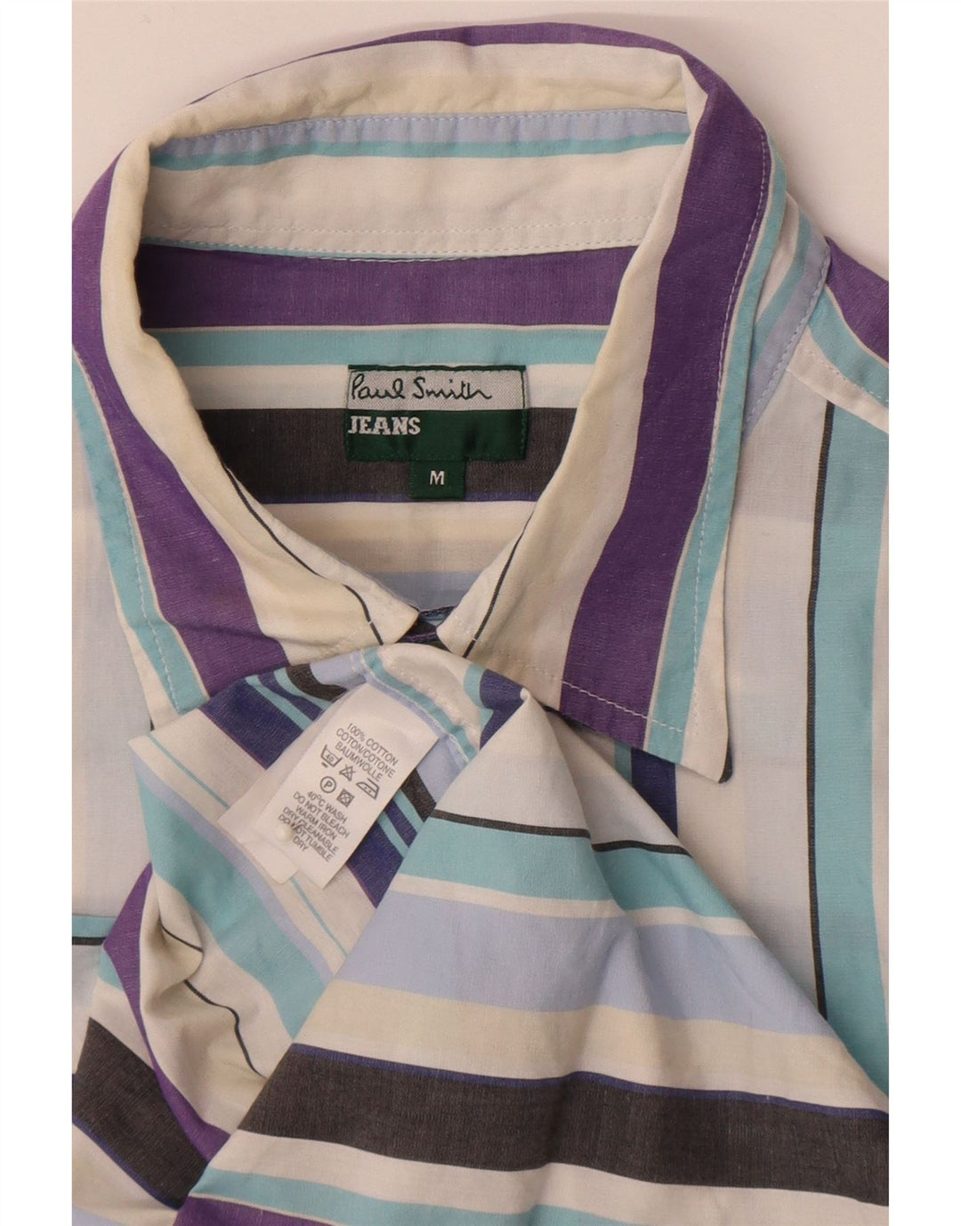 Paul Smith Camisa de manga corta para hombre de algodón a rayas multicolor mediana