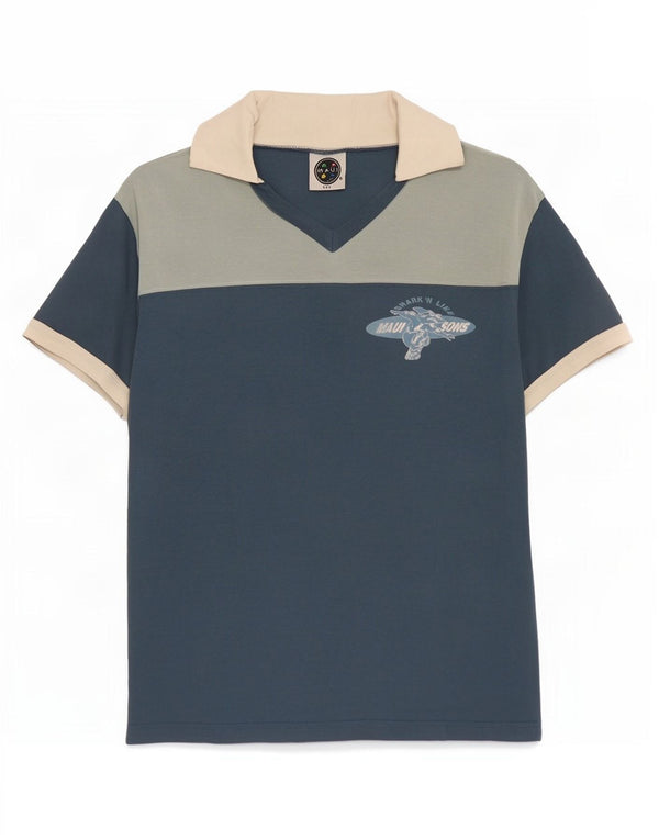 Maui and Sons Polo para mujer UK 44 Algodón azul medio con bloques de color