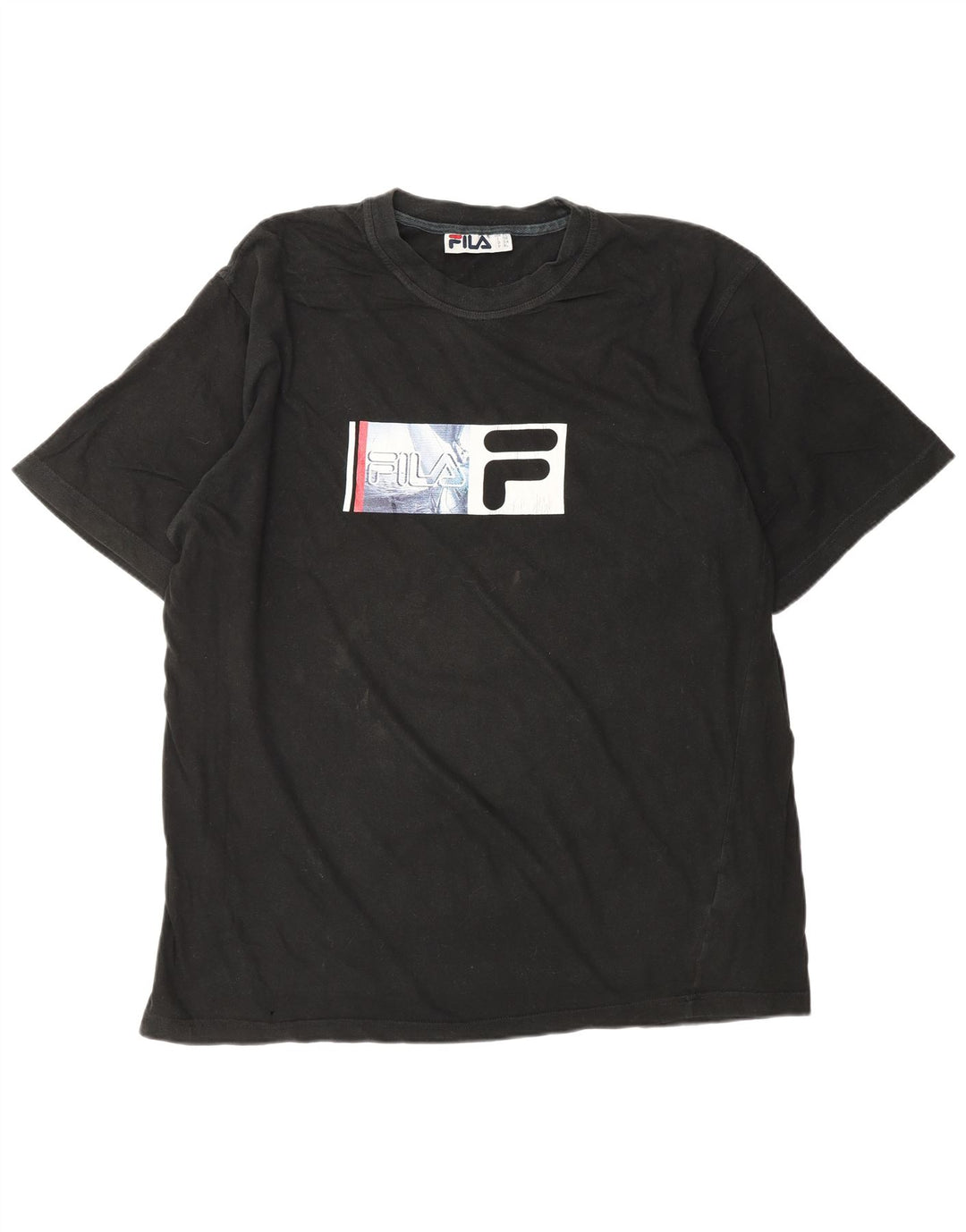 FILA Camiseta gráfica para hombre Top XL Algodón negro