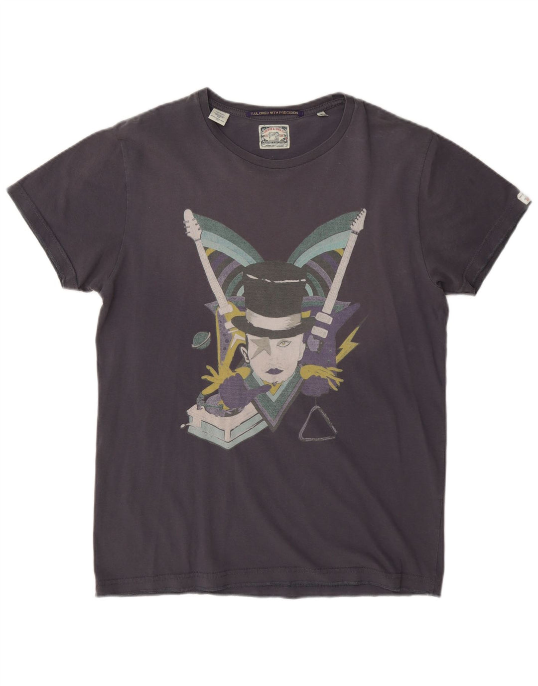 Scotch & Soda Hombre Camiseta Gráfica Top Medium Azul Marino Algodón