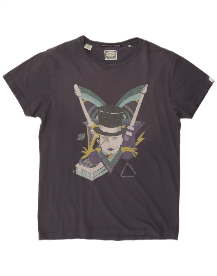 Scotch & Soda Hombre Camiseta Gráfica Top Medium Azul Marino Algodón