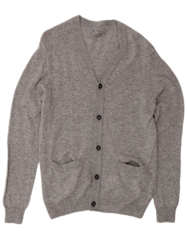 Marks & Spencer Cárdigan para hombre de lana de cordero moteada gris pequeño