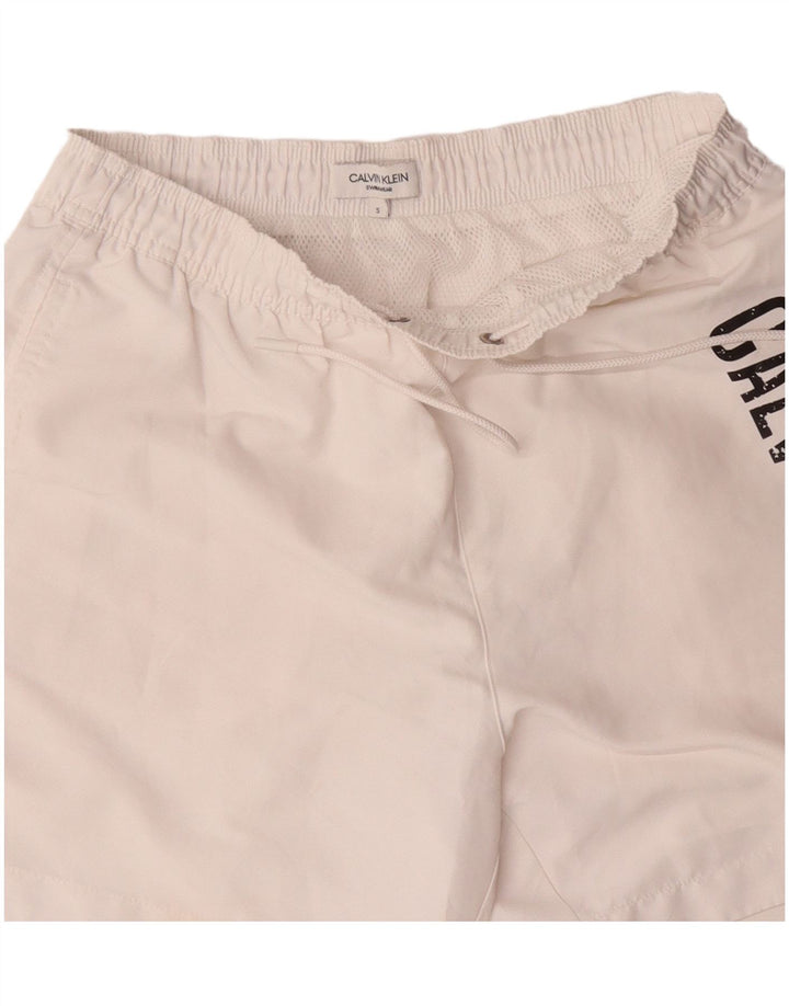 Calvin Klein Bañador con gráfico para hombre, tamaño pequeño, poliéster blanco