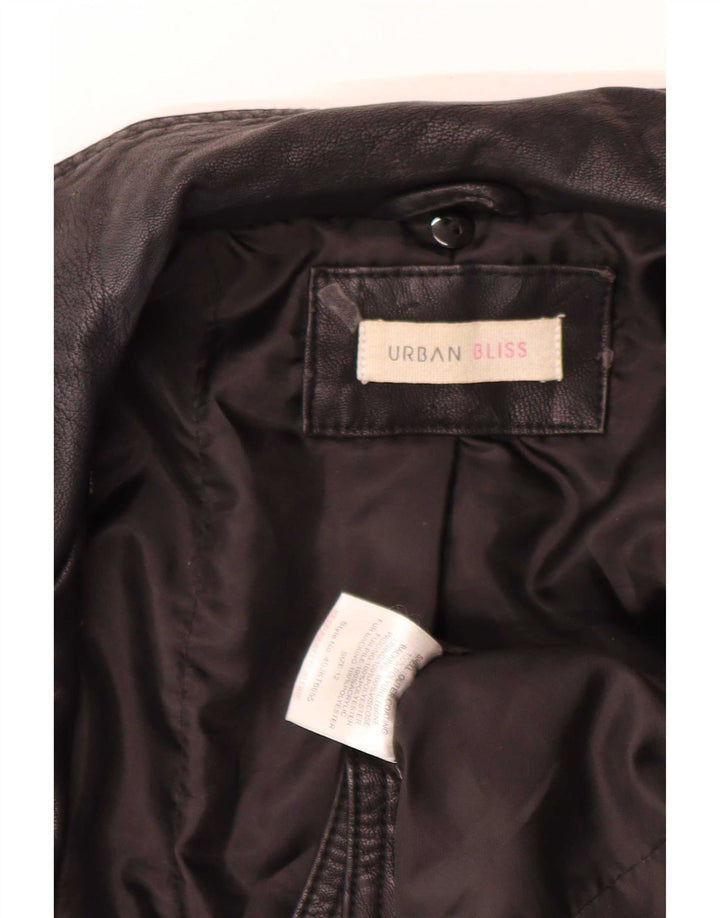 Urban Bliss - Chaqueta motera de piel corta para mujer, talla 40, talla M, color negro