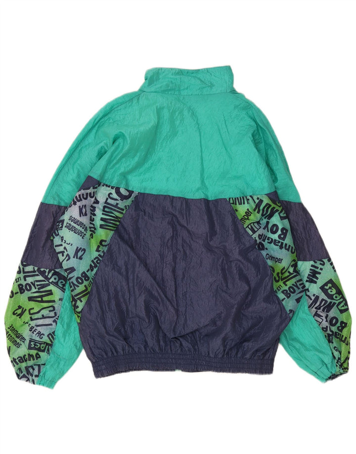 Vintage hombres oversize chándal top chaqueta XL azul marino colorblock