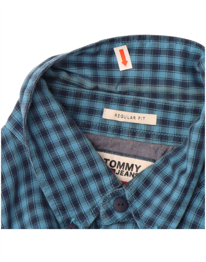 TOMMY HILFIGER Camisa de corte regular para hombre de algodón a cuadros azules grandes