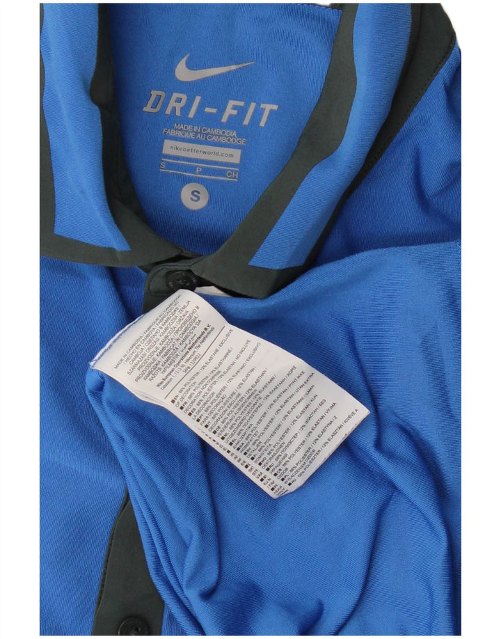 NIKE Polo Dri Fit para hombre, poliéster azul pequeño