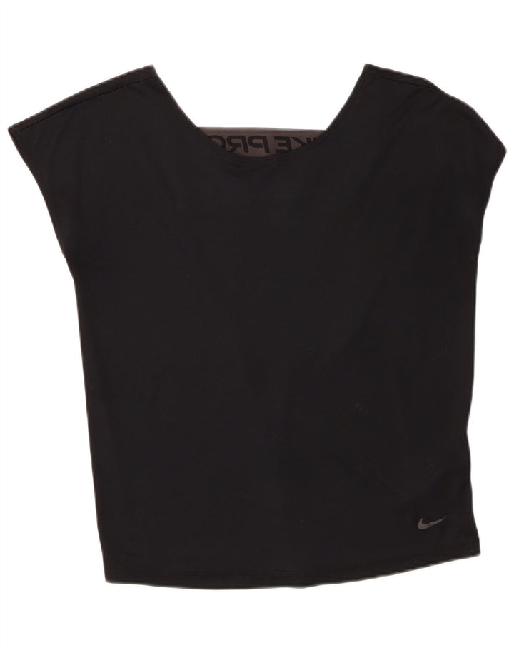 Nike Dri Fit - Camiseta sin mangas con gráfico extragrande para mujer, talla 6, XS, poliéster negro
