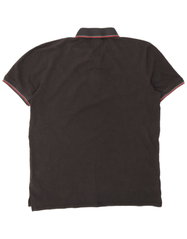 HUGO BOSS Polo para hombre grande de algodón negro