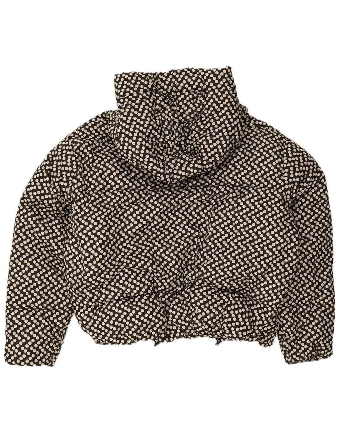 Zara Mujer Chaqueta Acolchada Extragrande Con Capucha UK 10 Small Black Polka Dot