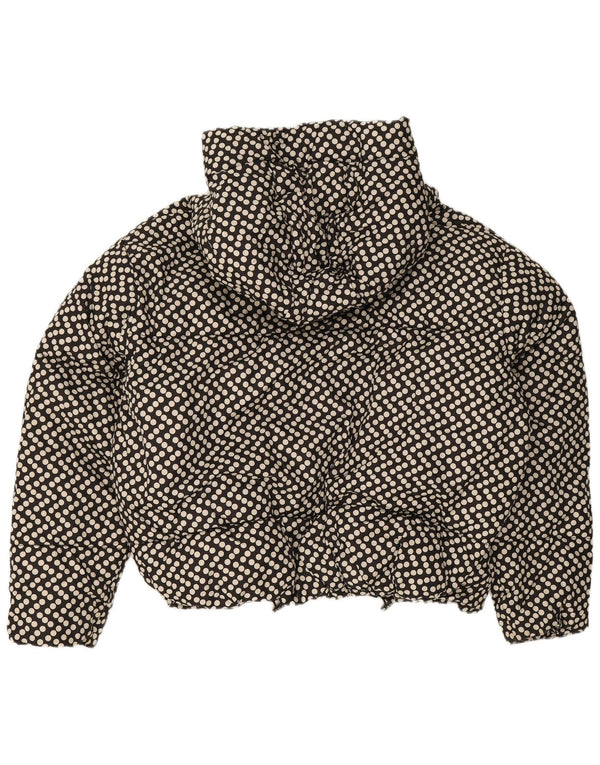 Zara Mujer Chaqueta Acolchada Extragrande Con Capucha UK 10 Small Black Polka Dot
