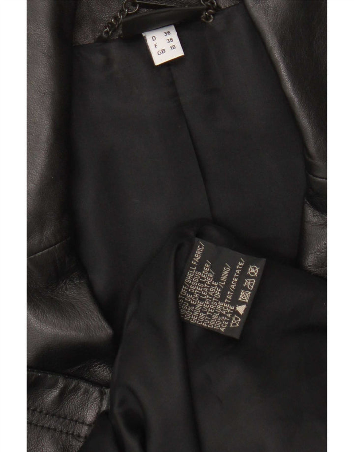 Madeleine Abrigo de cuero para mujer UK 10 Small Black Leather