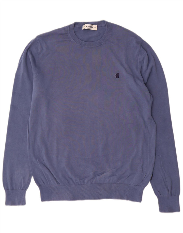Jaggy Hombre Jersey De Cuello Redondo Jersey De Algodón Azul Medio