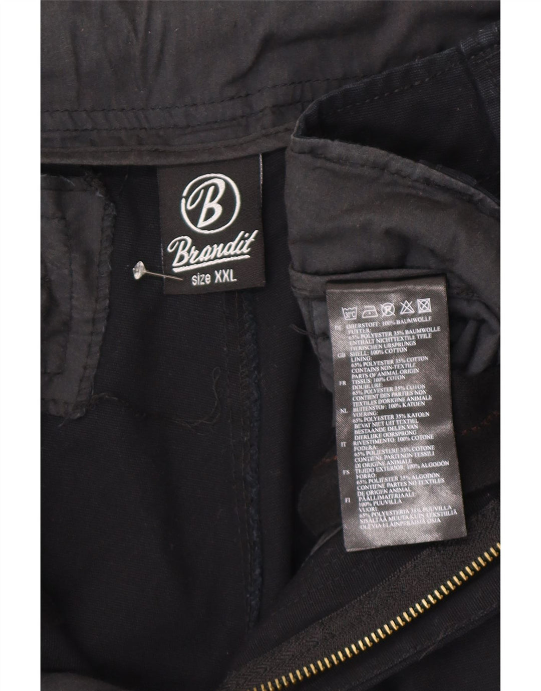 Brandit Pantalones cortos cargo para hombre 2XL W42 Algodón negro