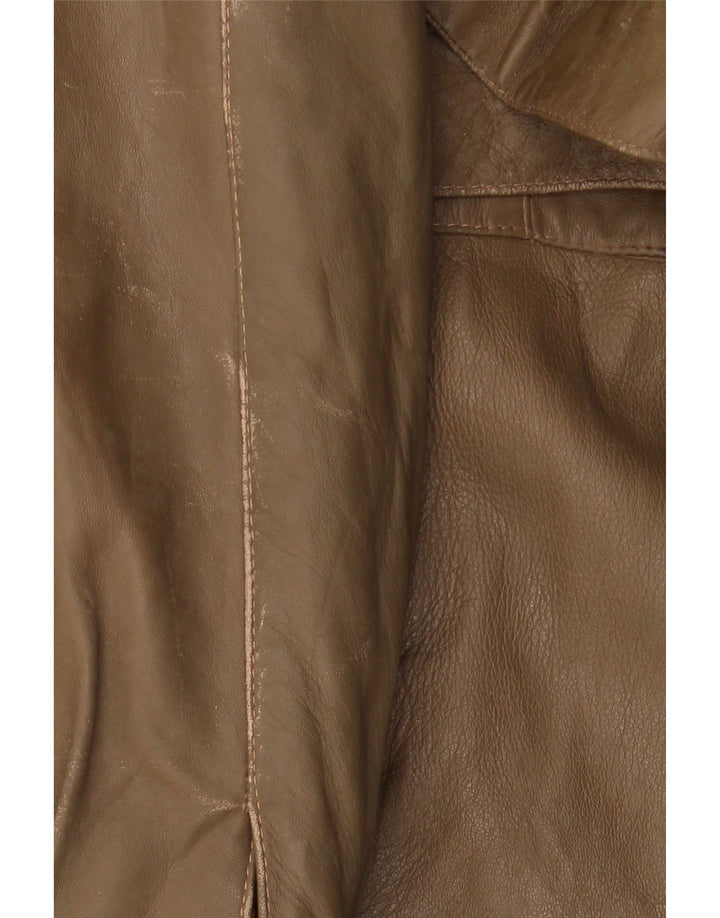 LIVERPOOL Chaqueta de cuero militar para hombre IT 54 2XL Cuero marrón