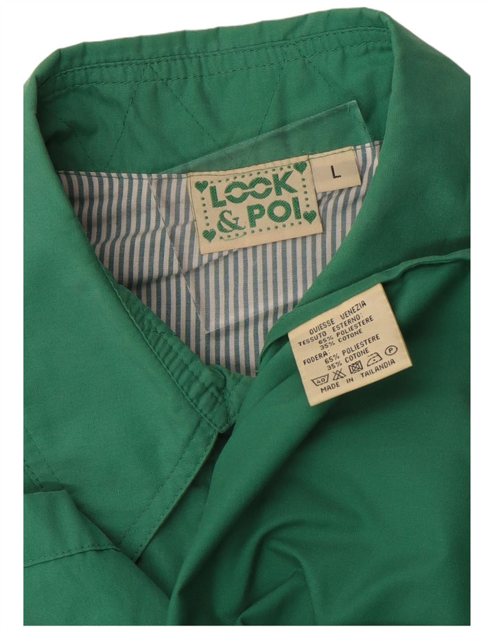 VINTAGE Abrigo de gran tamaño para mujer Reino Unido 16 Poliéster verde grande