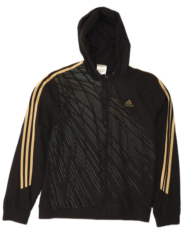ADIDAS Sudadera con capucha y cremallera para hombre XS Poliéster a rayas negras