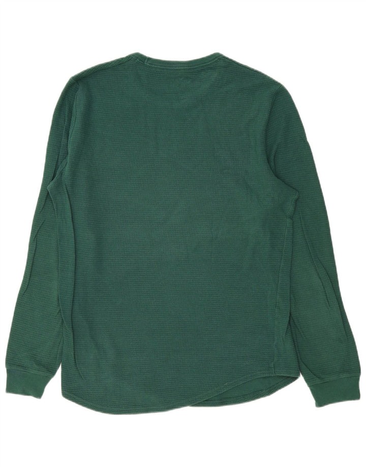 Camiseta Hollister Hombre Manga Larga Algodón Verde Medio
