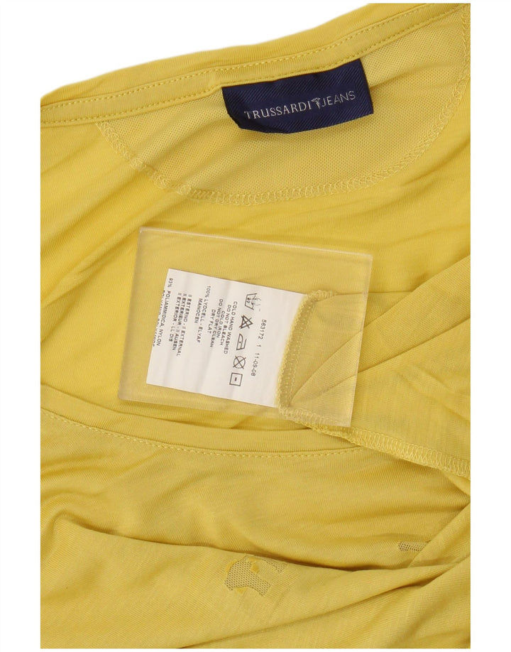 Trussardi Jeans Camiseta Estampada Mujer UK 40 XL Lyocell Amarillo