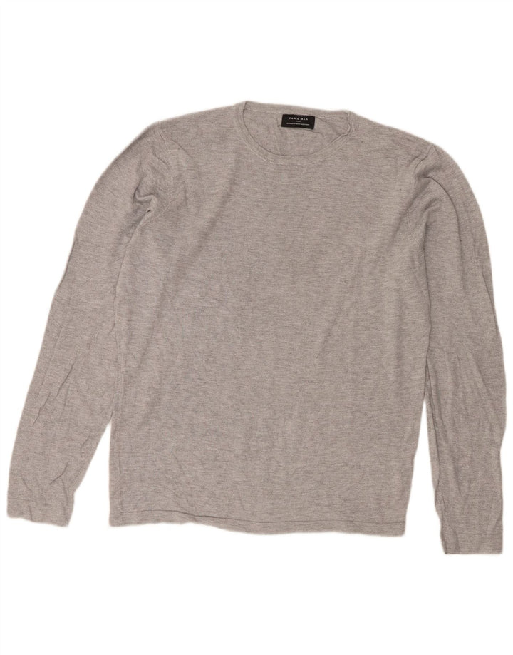 Zara Hombre Jersey Cuello Redondo Viscosa Moteada Gris Medio