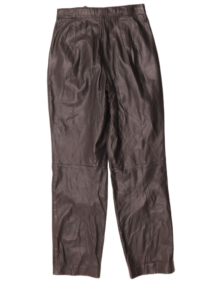 Pantalones de cuero vintage para mujer de cintura alta W26 L31 Negro