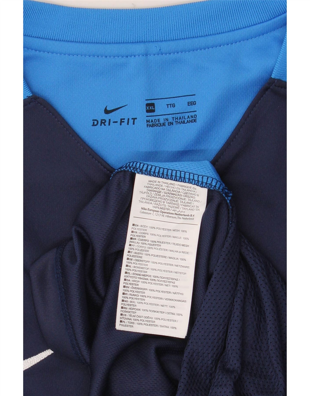 Nike Camiseta Dri Fit para hombre Top 2XL Azul marino Colorblock Poliéster