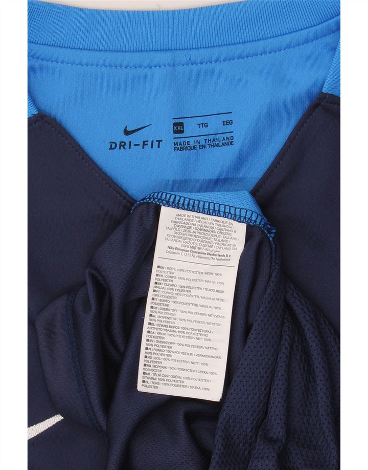 Nike Camiseta Dri Fit para hombre Top 2XL Azul marino Colorblock Poliéster