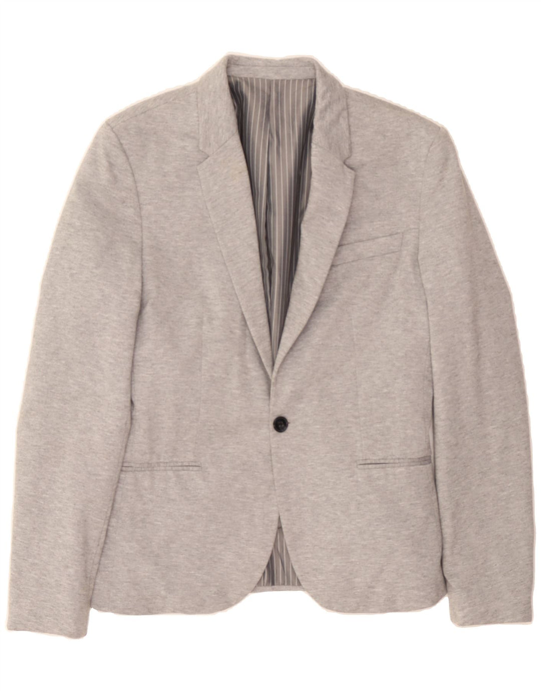 VINTAGE Womens 1 Button Blazer Jacket UK 14 Medium Grey Polyester Vintage Vintage and Second-Hand Vintage from Messina Hembry 