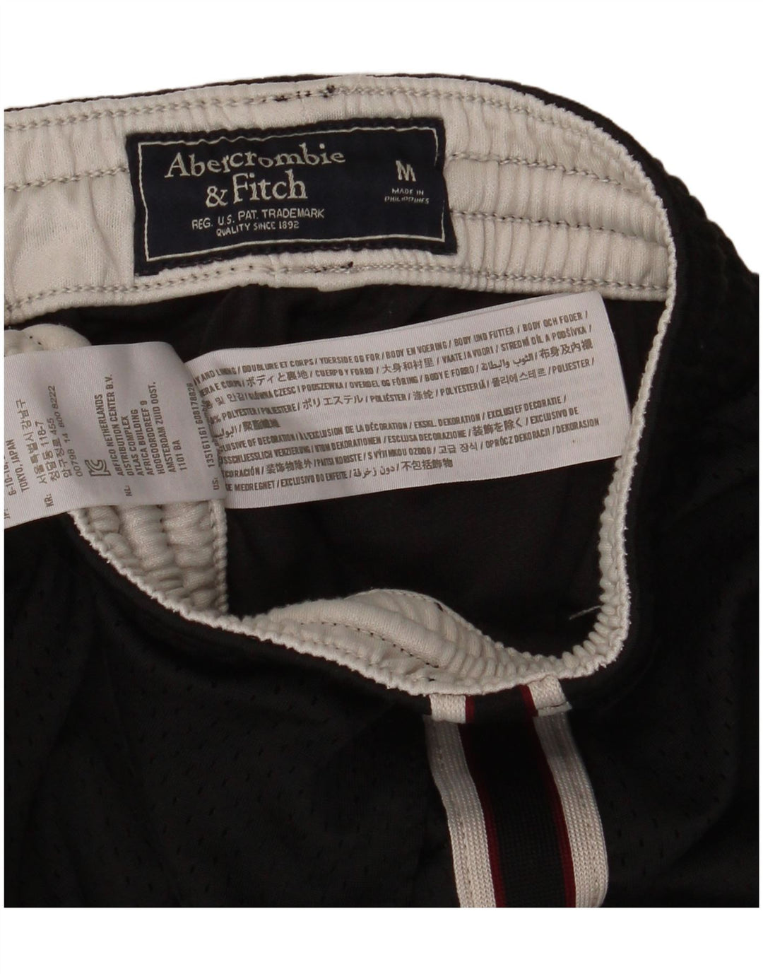 Abercrombie & Fitch Shorts deportivos con estampado para hombre Poliéster negro mediano