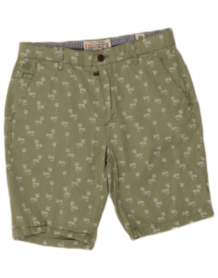 Pantalones cortos chinos para hombre Fat Face W30 Algodón floral verde medio