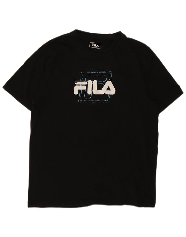 Fila Camiseta gráfica para hombre Top Medium Black Cotton