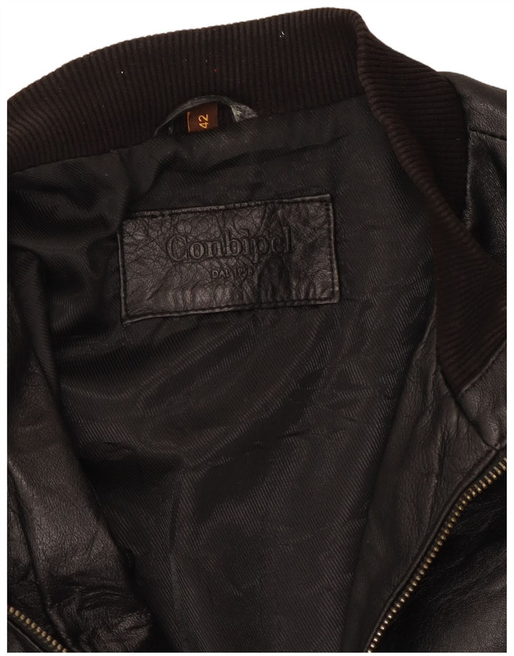 Chaqueta Corta De Cuero Para Mujer Conbipel IT 42 Cuero Negro Mediano