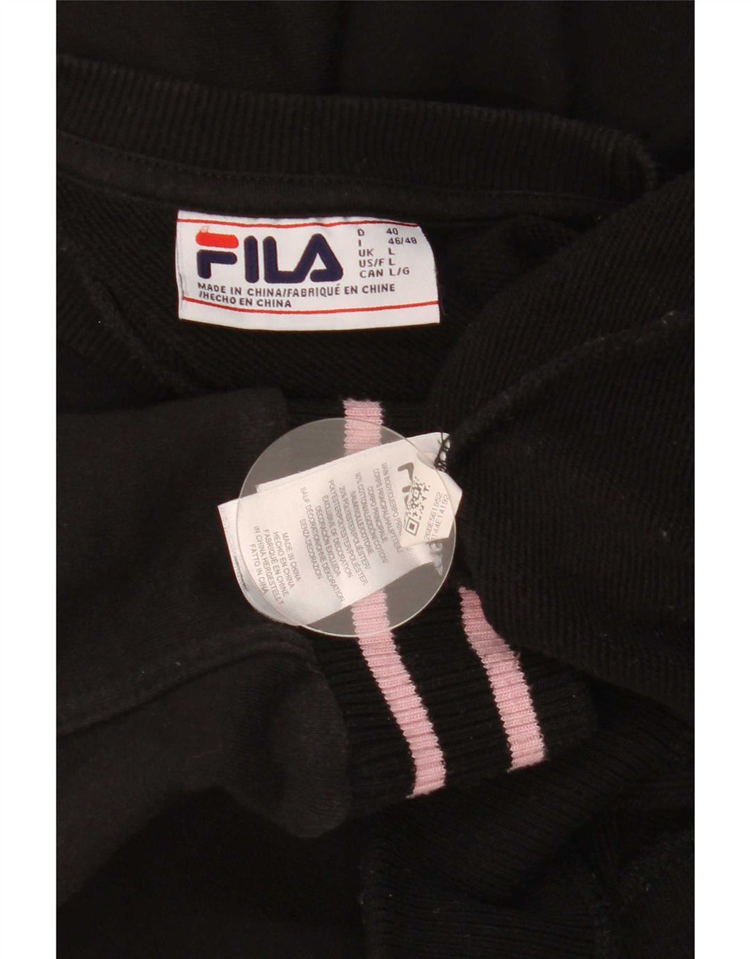 Fila Hombre Graphic Sudadera Jumper Grande Negro Rayas Algodón
