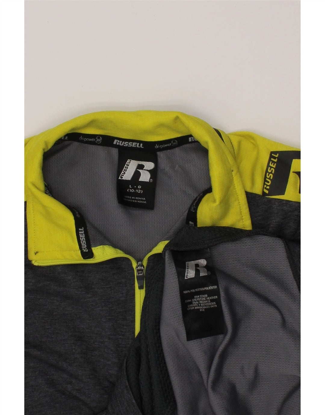 RUSSELL ATHLETIC Chándal tipo jersey para niños de 10 a 11 años, talla grande, gris