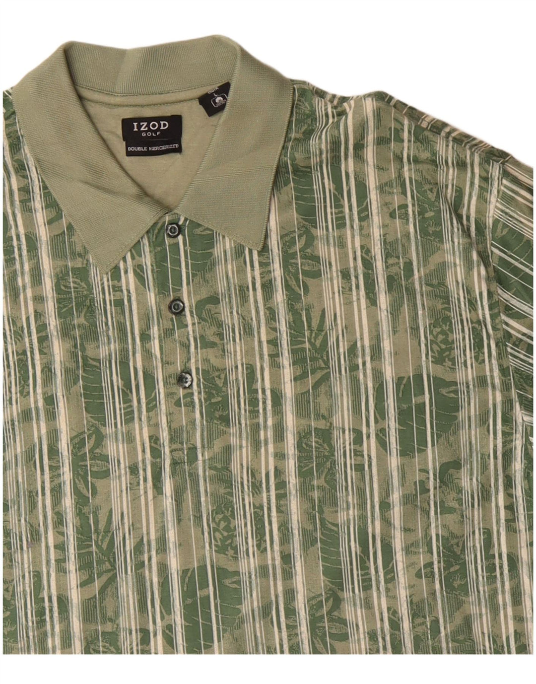 IZOD Polo para hombre de algodón floral verde grande