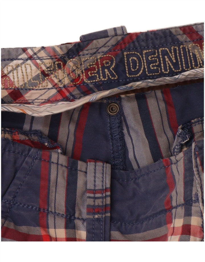 TOMMY HILFIGER Shorts cargo para hombre W32 Algodón a cuadros azul marino mediano