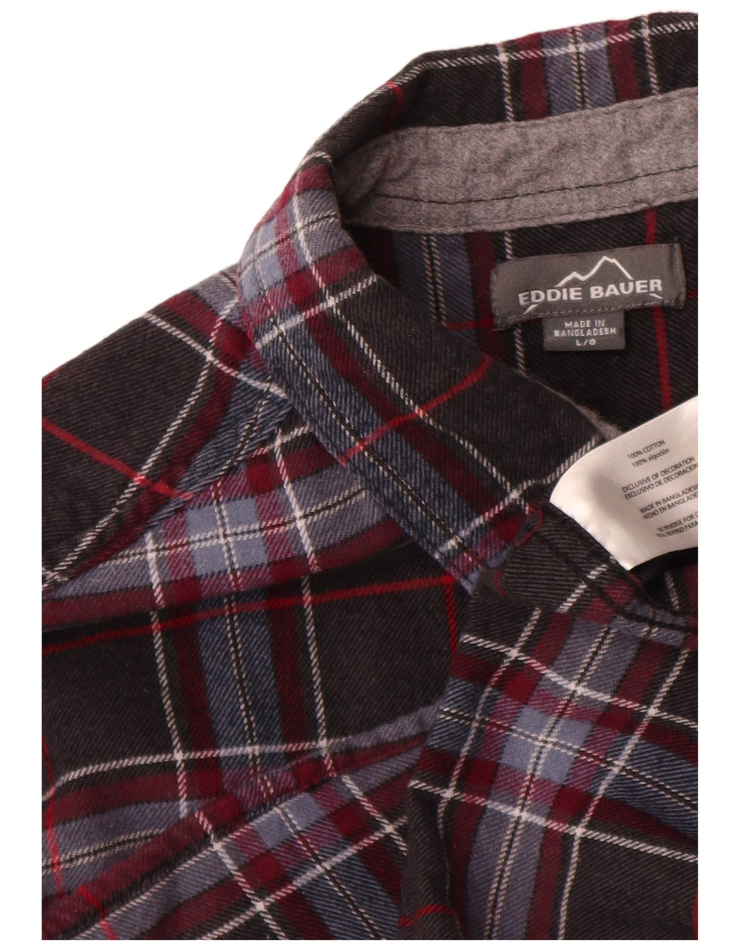 Eddie Bauer Camisa de franela para hombre Algodón a cuadros gris grande