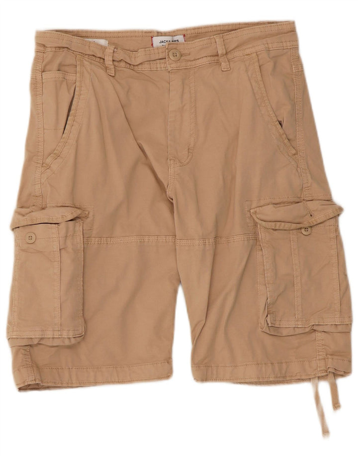 Jack & Jones Mens Cargo Shorts Small W30 Algodón Beige