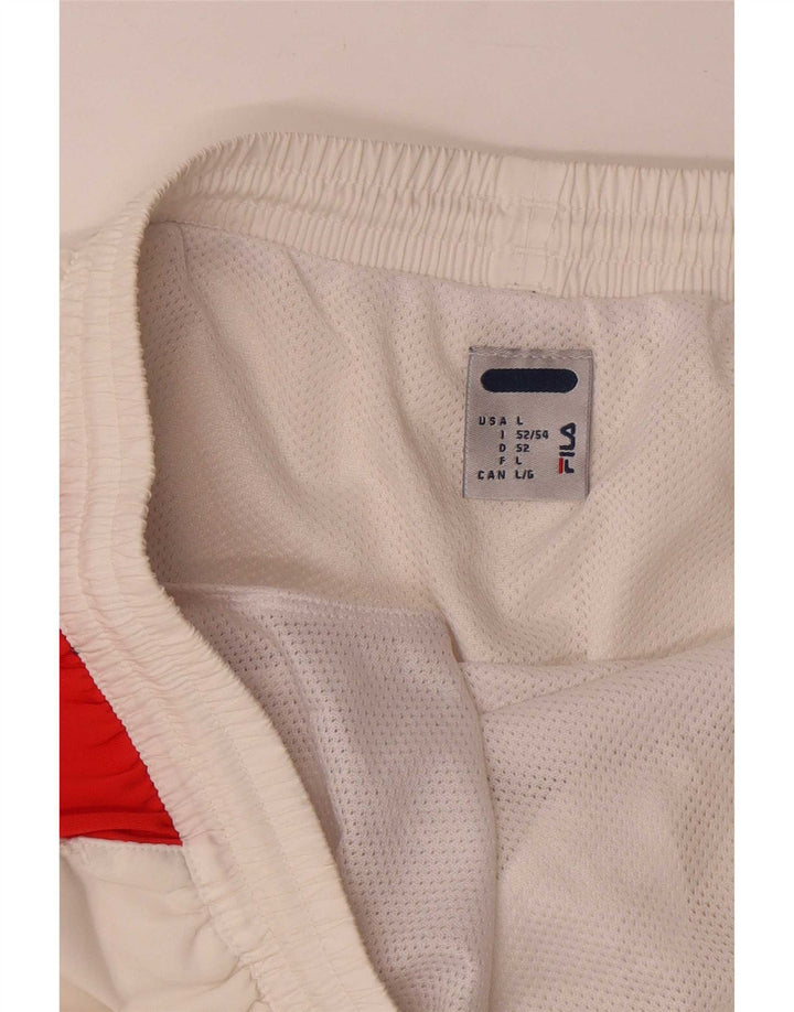 Fila - Pantalones cortos deportivos para hombre, poliéster color block, color blanco, talla grande