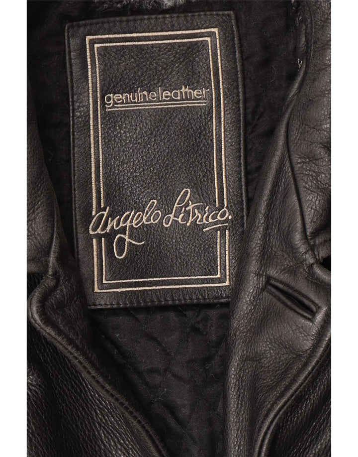 Angelo Litrico Chaqueta de cuero para hombre XL Negro Clásico