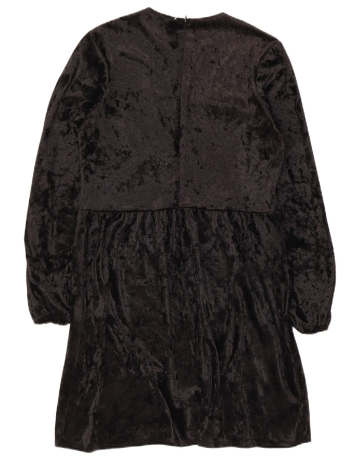 Asos Vestido Acampanado De Manga Larga UK 8 Small Poliéster Negro