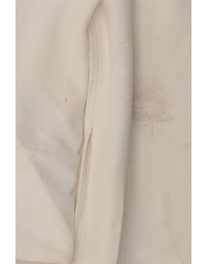 Zara Mujer Blusa De Manga Larga Top UK 46 Large Blanco