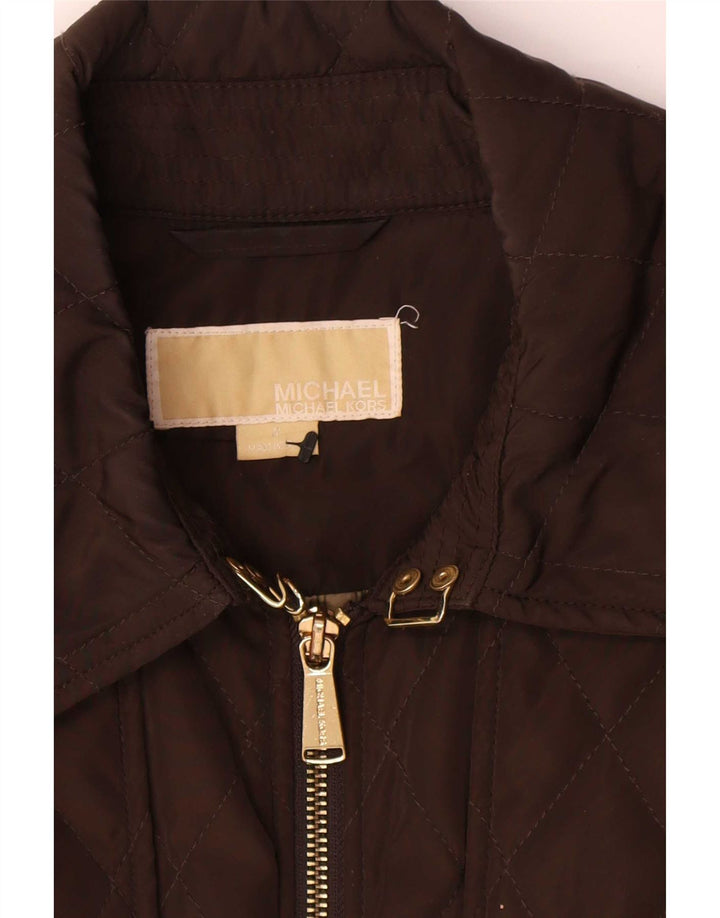Michael Kors Chaqueta utilitaria acolchada para mujer Reino Unido 14 Poliéster marrón medio