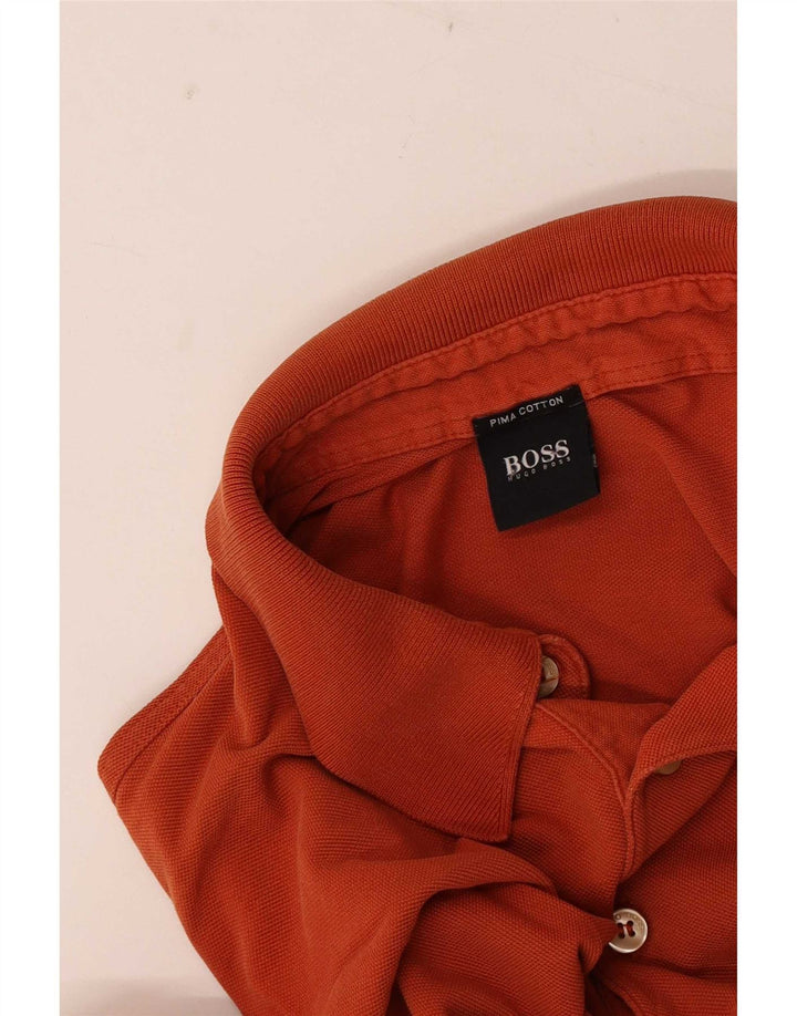 Hugo Boss Polo de manga larga para hombre pequeño naranja
