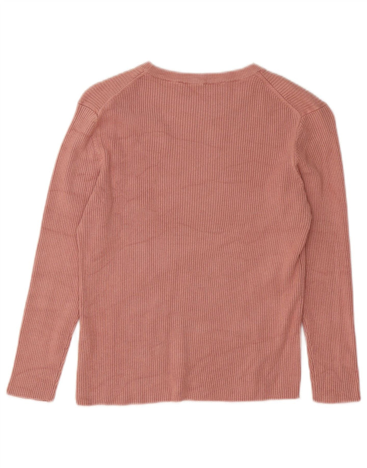 Zara Mujer Top Manga Larga UK 42 Viscosa Rosa Medio